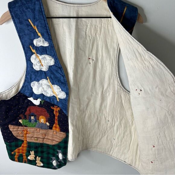 Handmade Vintage Noah's Ark Themed Quilted Vest with Animal Motifs - Picture 6 of 16